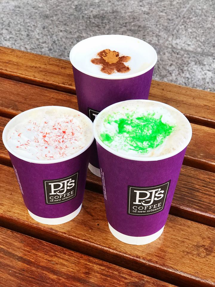 limited-time holiday beverages at PJ's Coffee