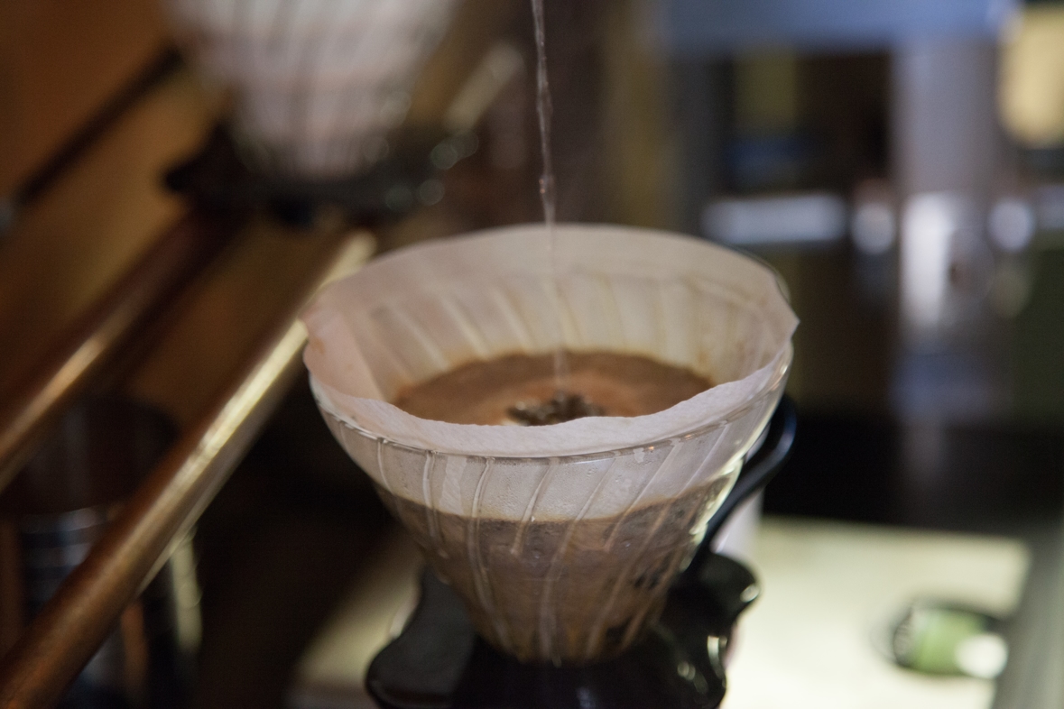 Close Up Show Of PJ's Coffee Being Brewed