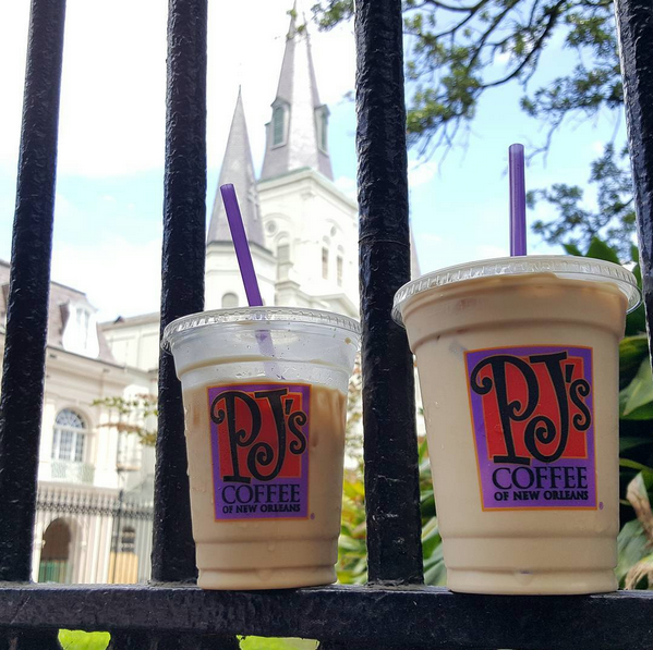 PJ's Coffee Cups In Nola Near A Church