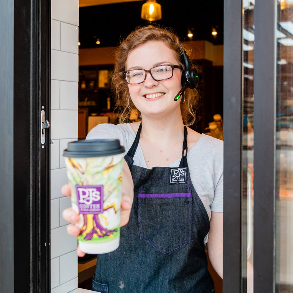 PJ's Coffee barista at drive-thru