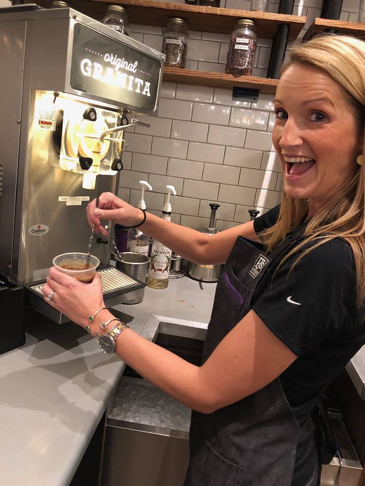 barista using PJ's Coffee Granita machine